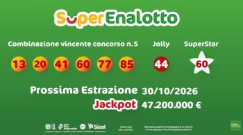 Superenalotto-Prossima estrazione 30/10/2026
