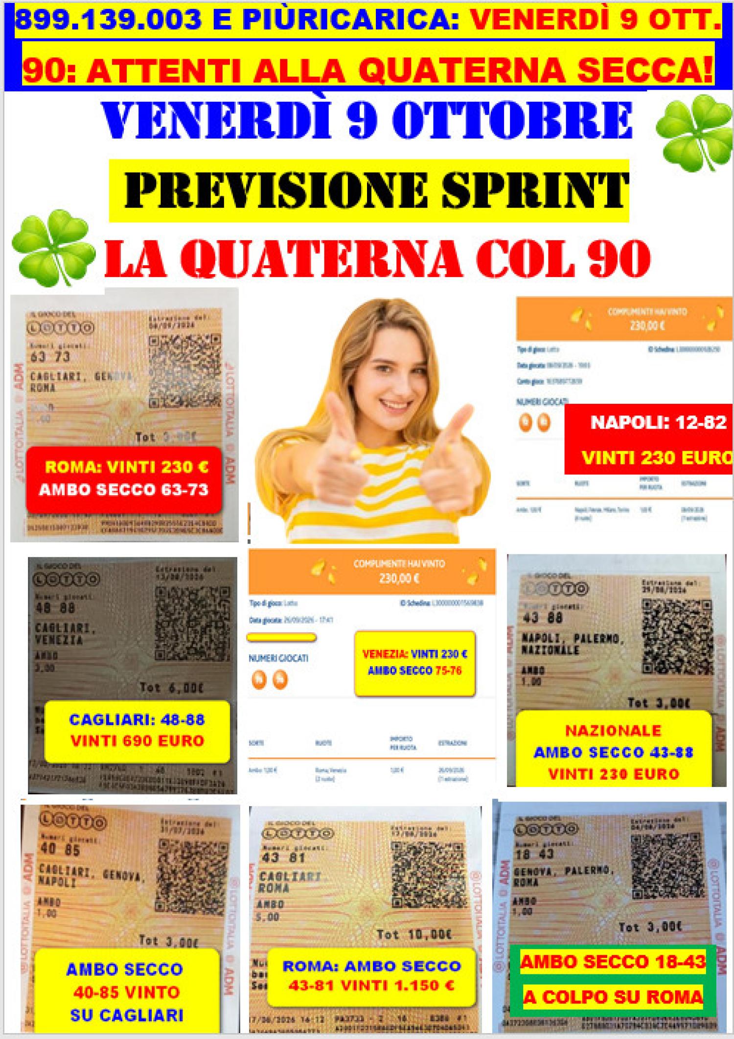 SABATO 3 OTTOBRE VINTO IL TERNO 6-28-46