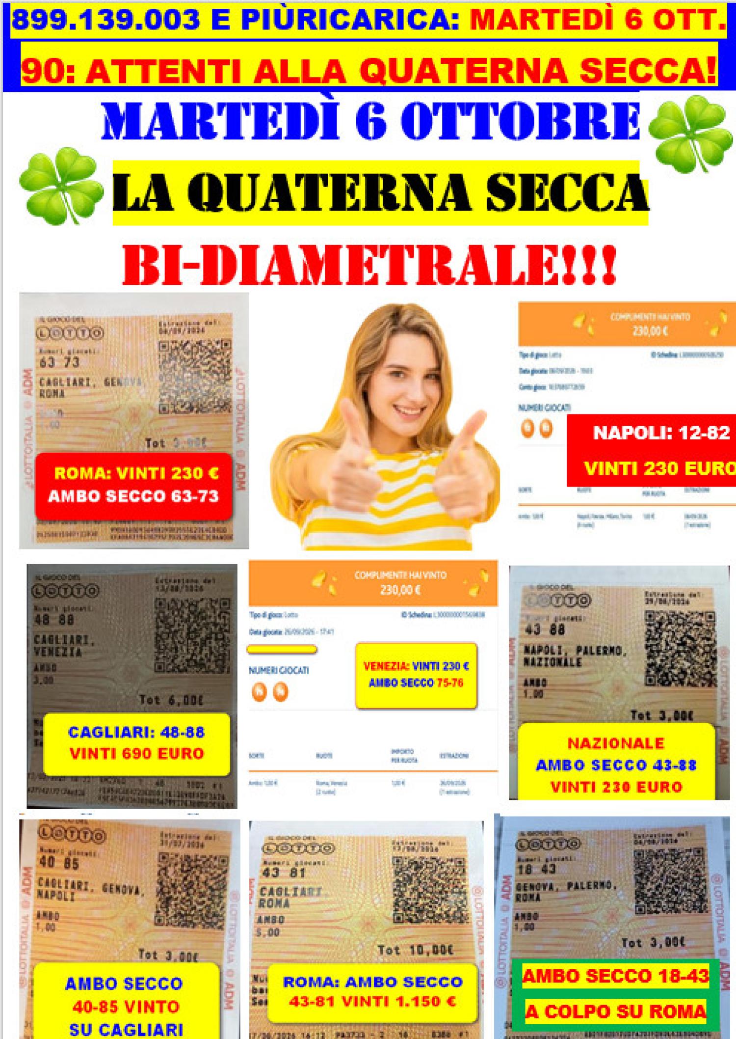 6 OTTOBRE: ATTENTI ALLASUPER QUATERNA SECCA 