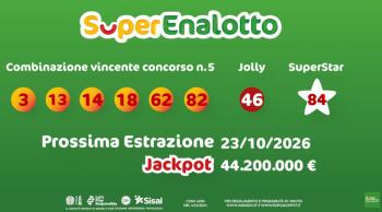 Superenalotto-Prossima estrazione 23/10/2026