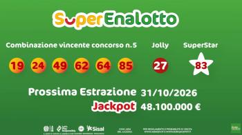Superenalotto-Prossima estrazione 31/10/2026